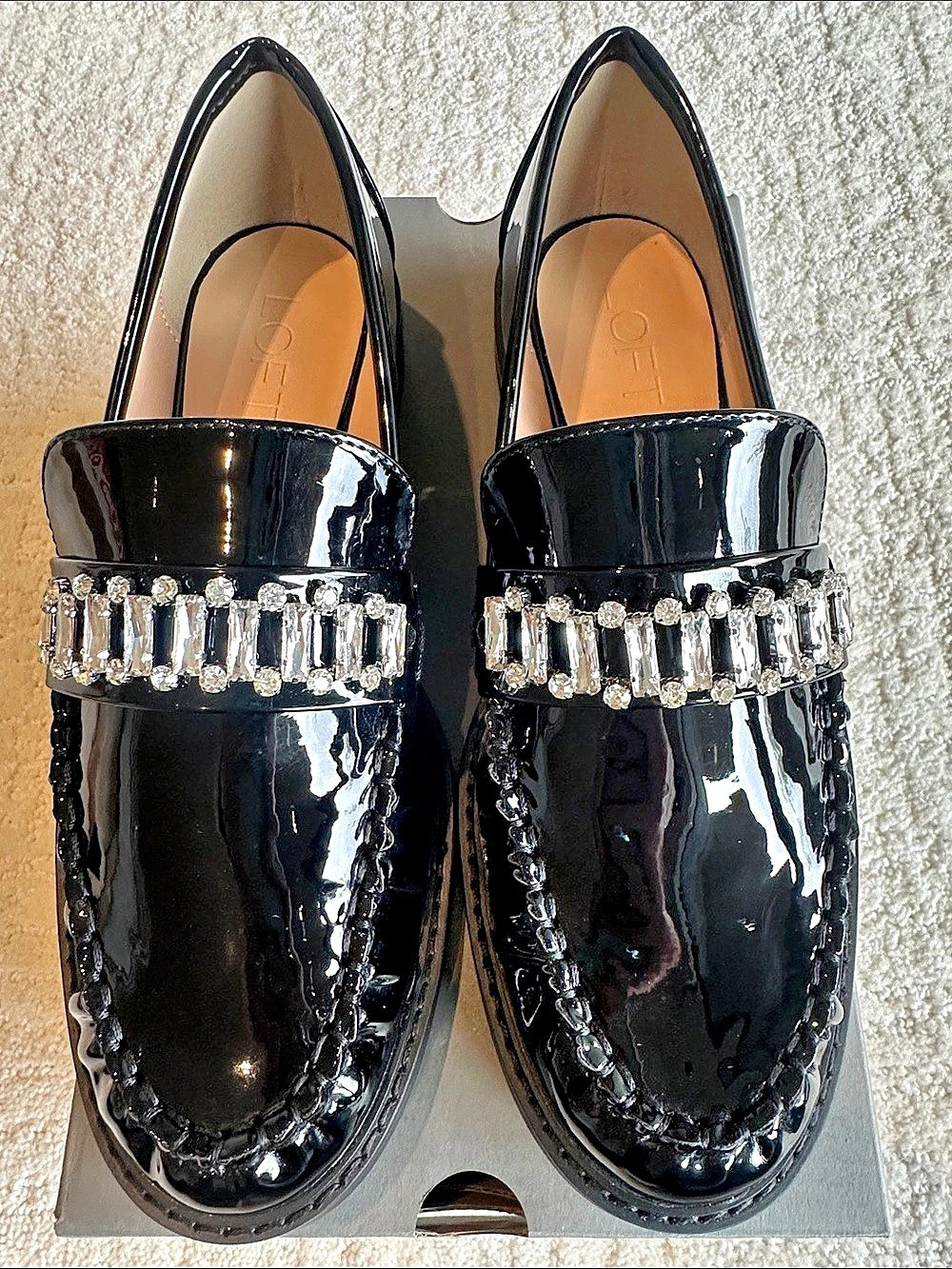 LOFT Women’s Rhinestone Loafer Rhinestone Loafers in Black US 8 NWT